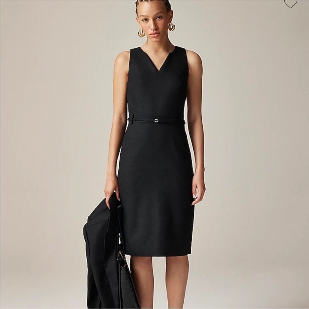 NWT J CREW TALL Executive dress in stretch linen blend in black - Picture 2 of 6